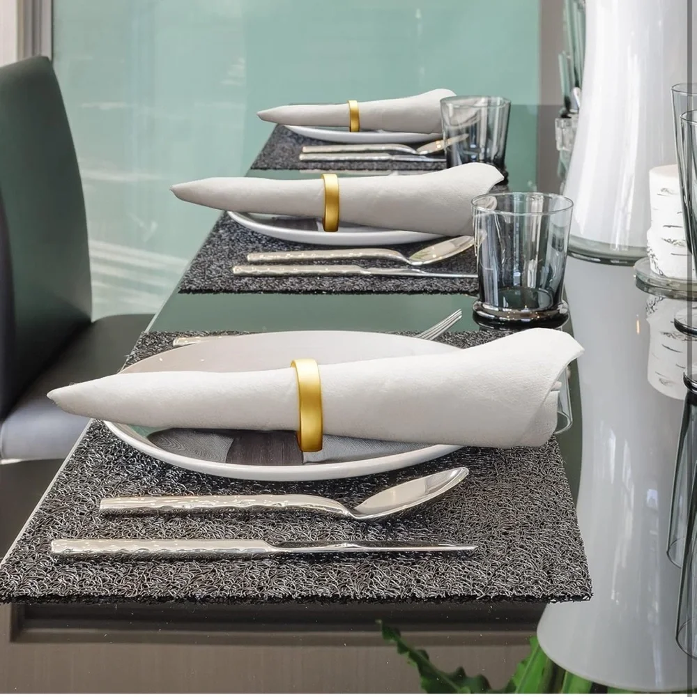20 Stainless Steel Napkin Rings Metal Holders Modern Dinner Party Matte Gold
